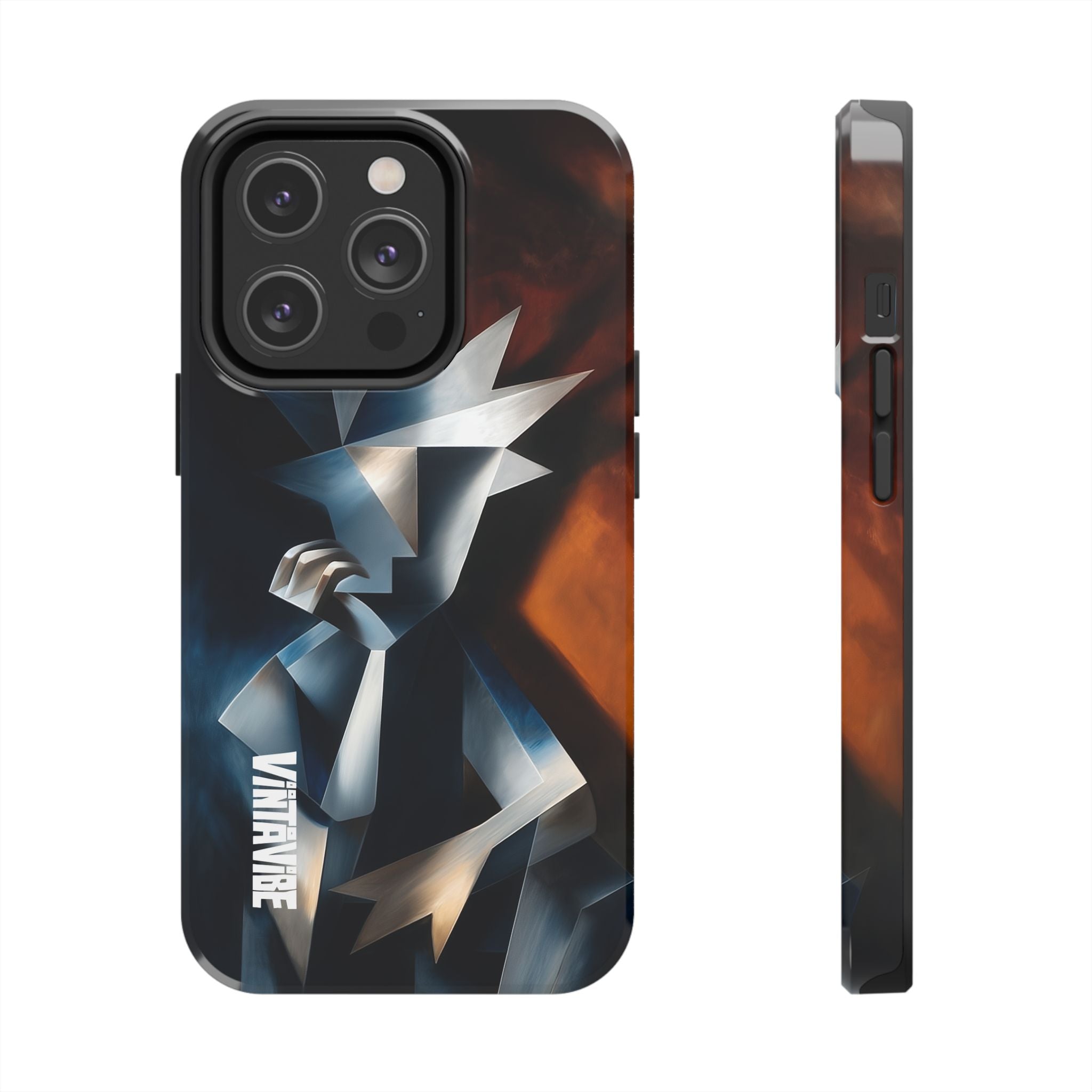 Minimalist Silent Form iPhone® Case with bold geometric design and smooth edges, ideal for art-inspired tech accessories.