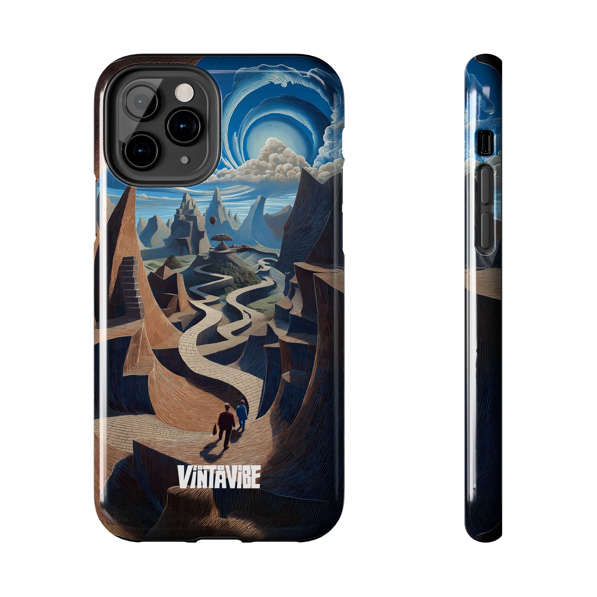 Designer Winding Realities iPhone® Case with surreal dream vibe artwork and precise cutouts for camera and buttons.