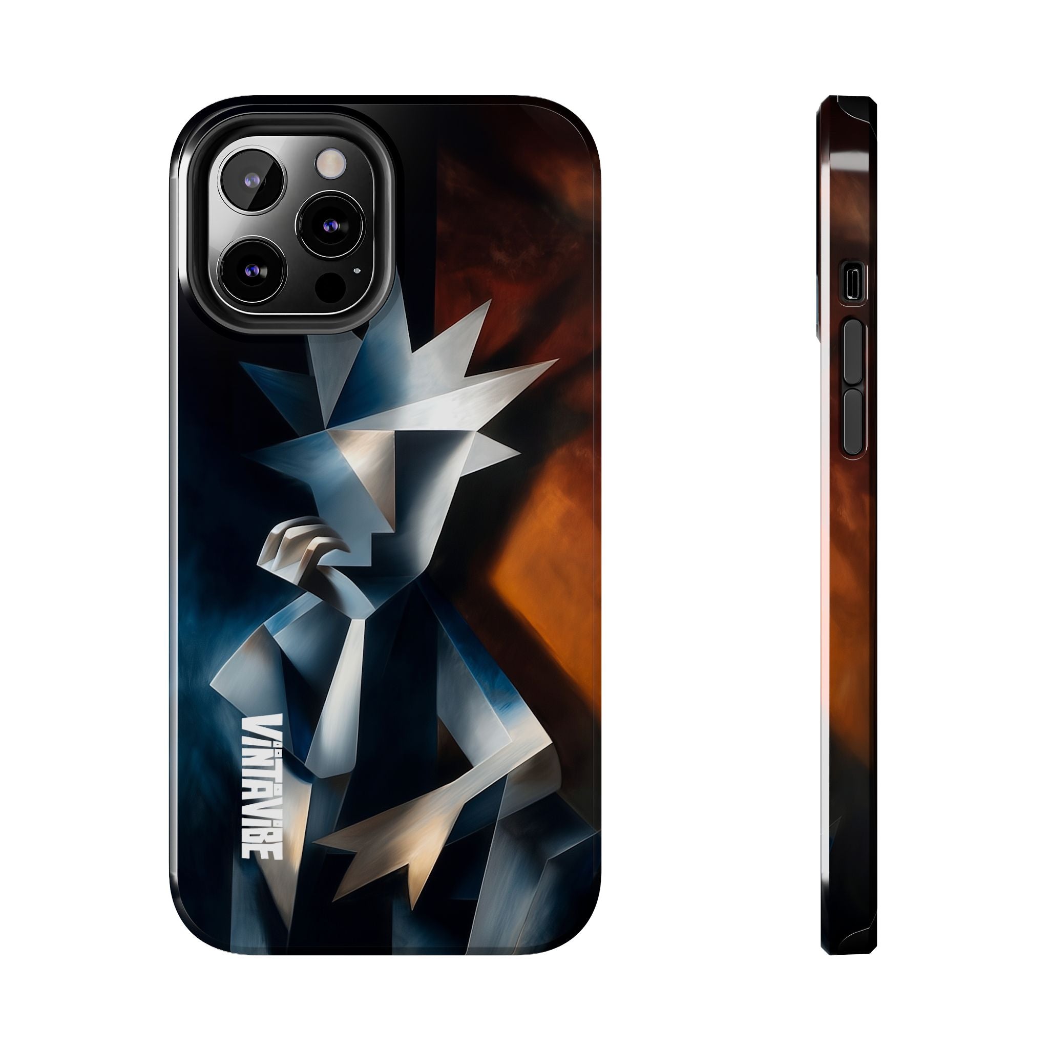 Modern Silent Form iPhone® Case with angular figure in contrasting tones, offering a sleek and protective designer cover.