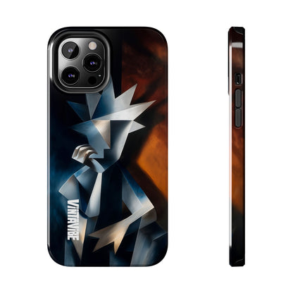 Modern Silent Form iPhone® Case with angular figure in contrasting tones, offering a sleek and protective designer cover.