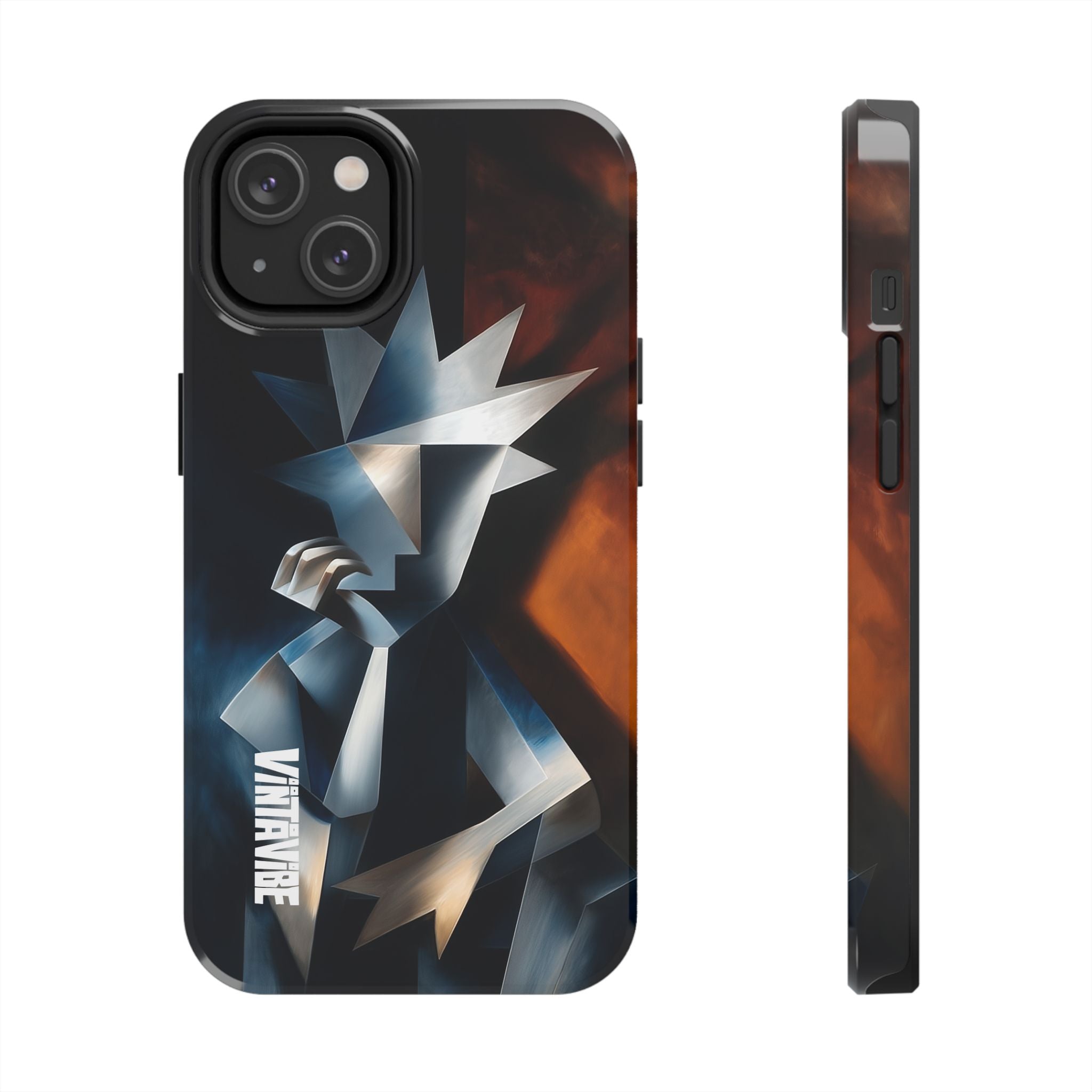 Silent Form iPhone® Case with matte finish and abstract figure art, offering stylish protection and modern design.