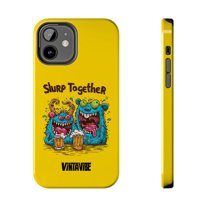 Weird Vibe iPhone® Case for iPhone 12 with quirky monster design and bright yellow color for unique phone style.