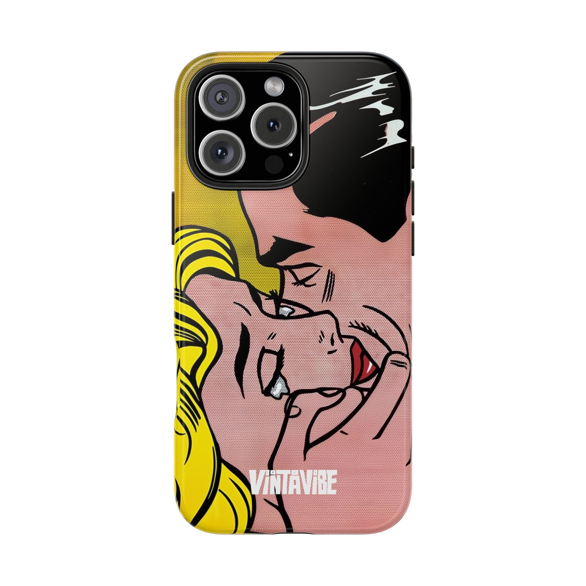 Tear Pop Hyper Vibe Case - Designer iPhone® Case in pop art style featuring a romantic comic couple illustration, perfect for bold expression.