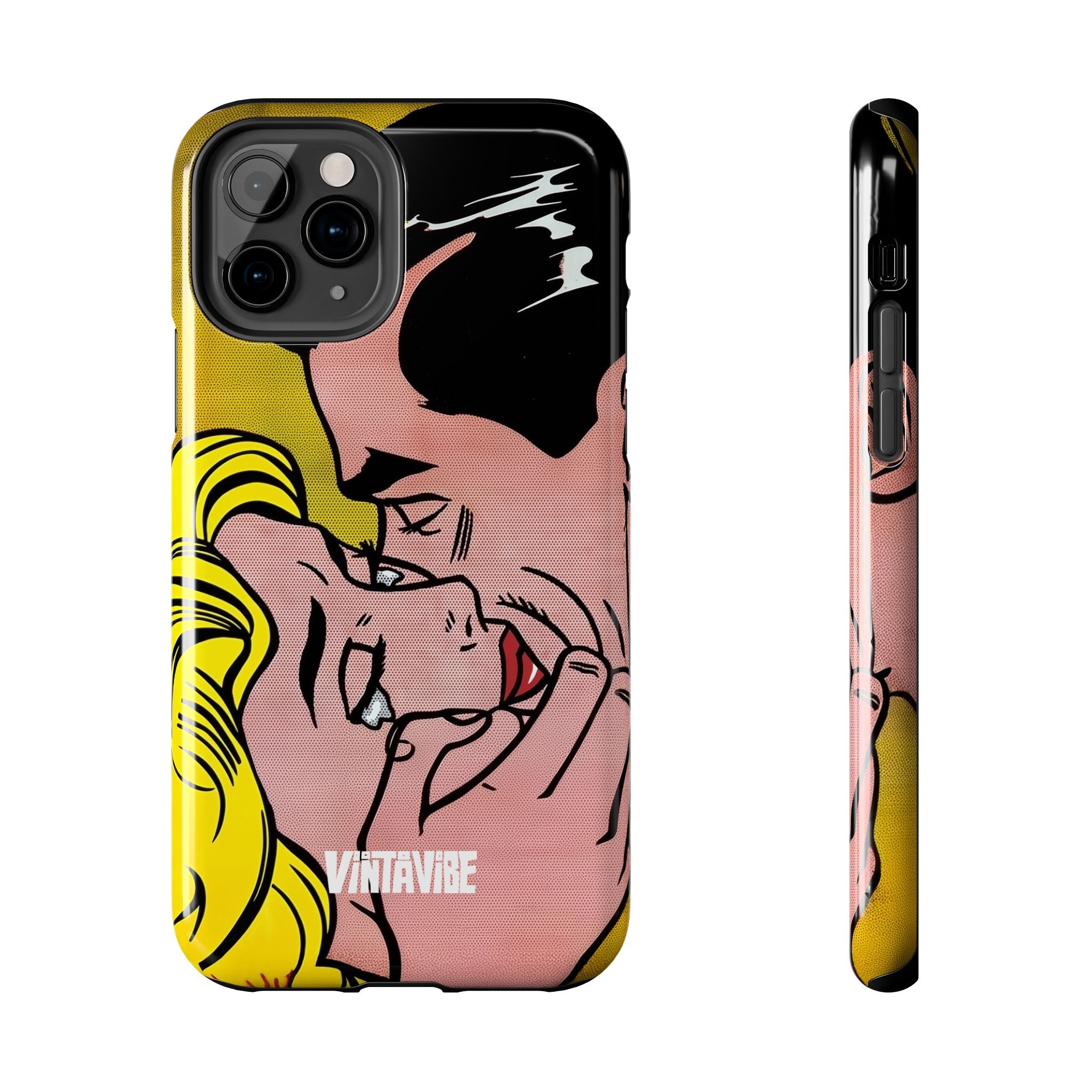 Tear Pop Hyper Vibe iPhone® case with expressive comic-style artwork and sleek side buttons, blending fashion with function.